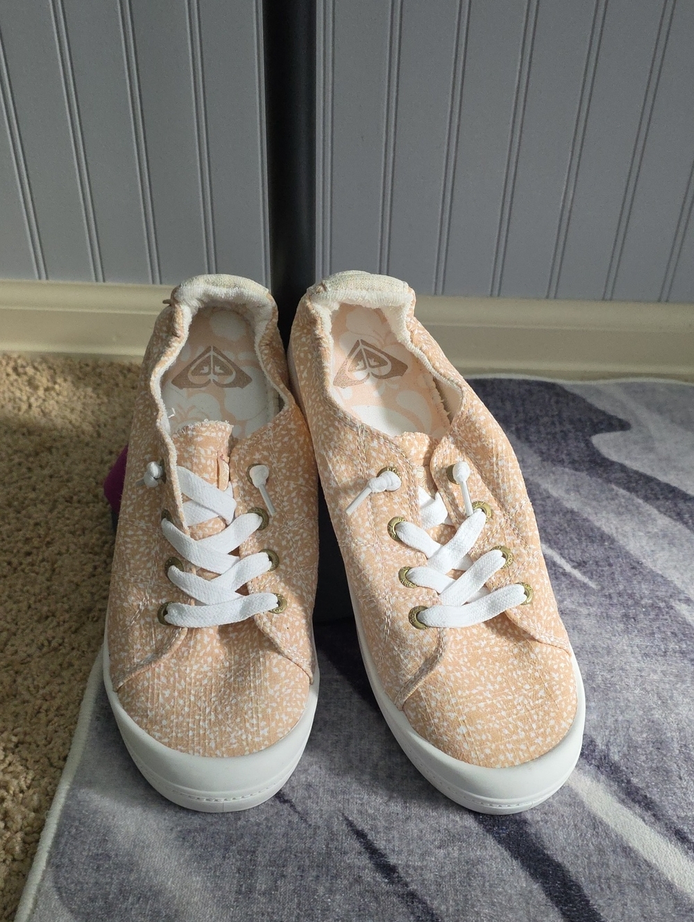 Roxy Peach Canvas Sneakers with White Laces